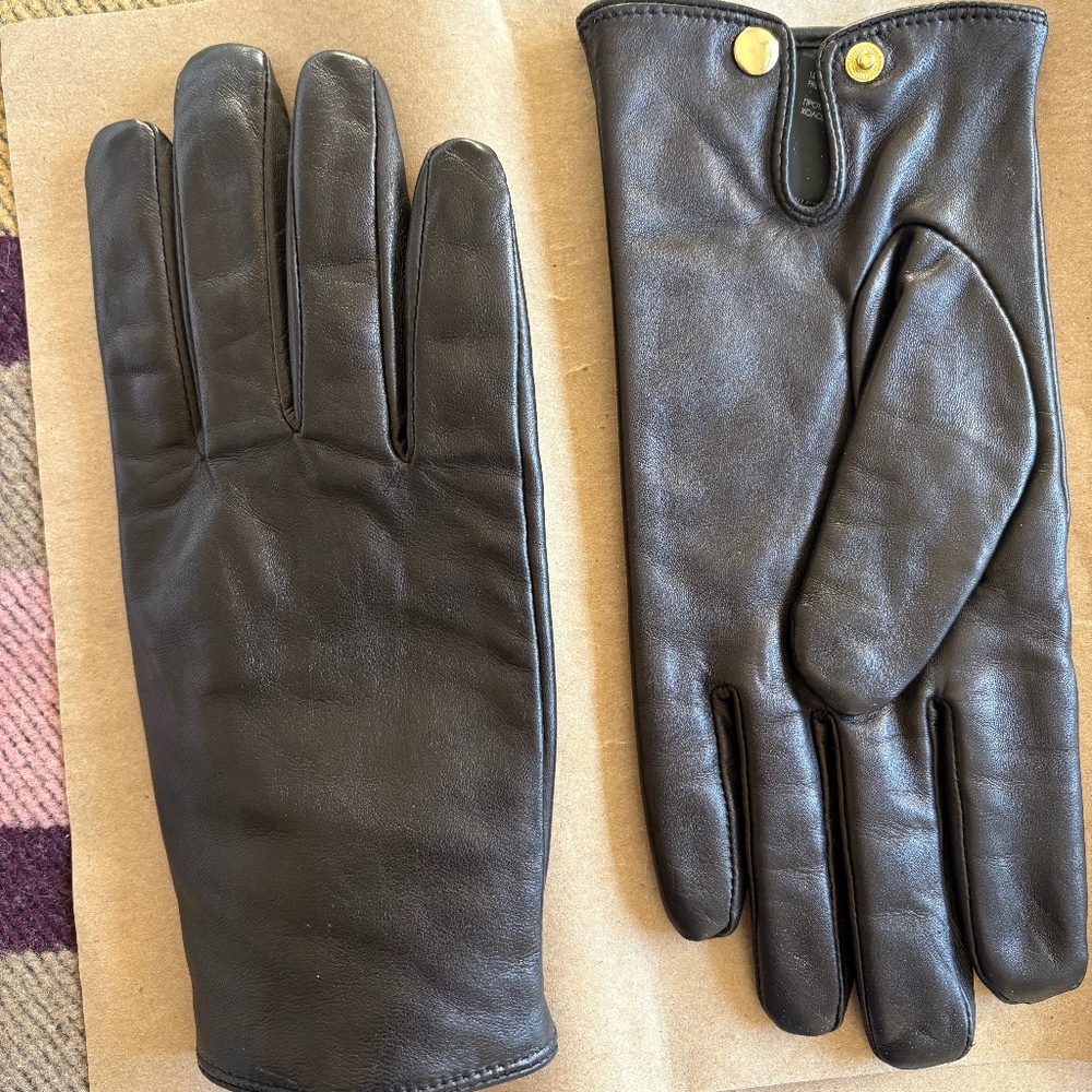 CLUB MONACO leather gloves black L